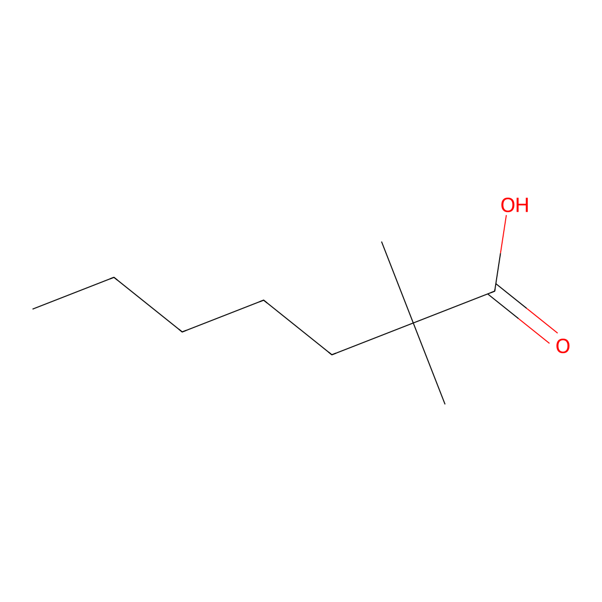 2,2-Dimethylheptanoic acid molecular structure, CAS 14250-73-8