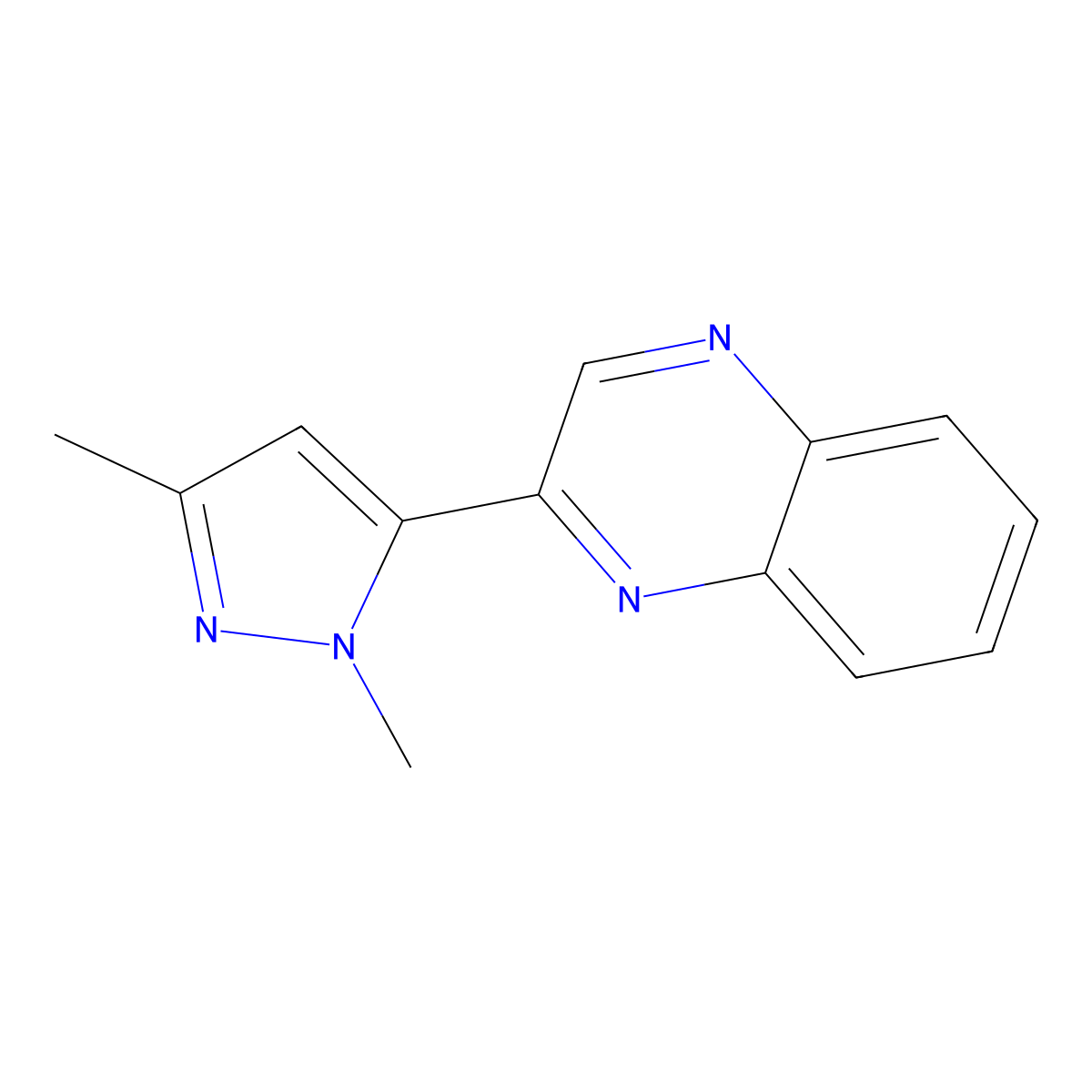 2-(1,3-Dimethyl-1H-pyrazol-5-yl)quinoxaline molecular structure, CAS 1425037-55-3