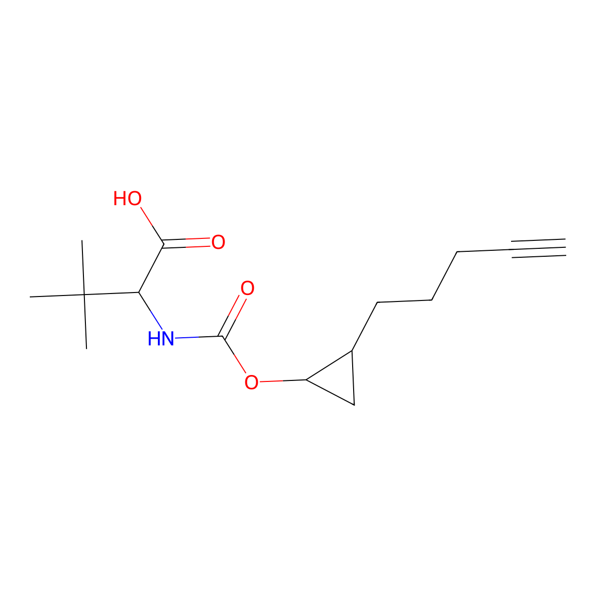 (S)-3,3-Dimethyl-2-((((1R,2R)-2-(pent-4-yn-1-yl)cyclopropoxy)carbonyl)amino)butanoic acid molecular structure, CAS 1425038-19-2