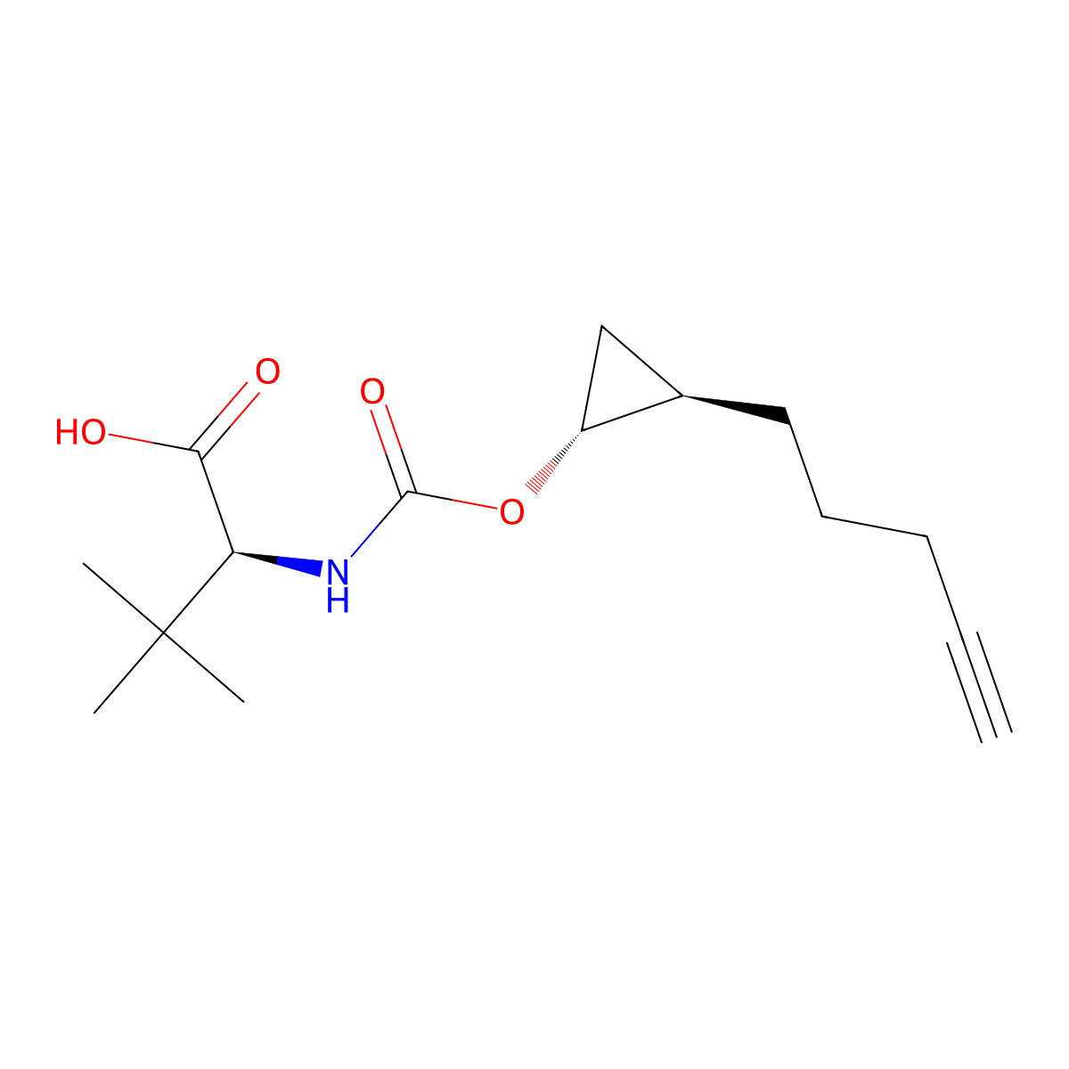 (S)-3,3-Dimethyl-2-((((1R,2R)-2-(pent-4-yn-1-yl)cyclopropoxy)carbonyl)amino)butanoic acid molecular structure, CAS 1425038-19-2
