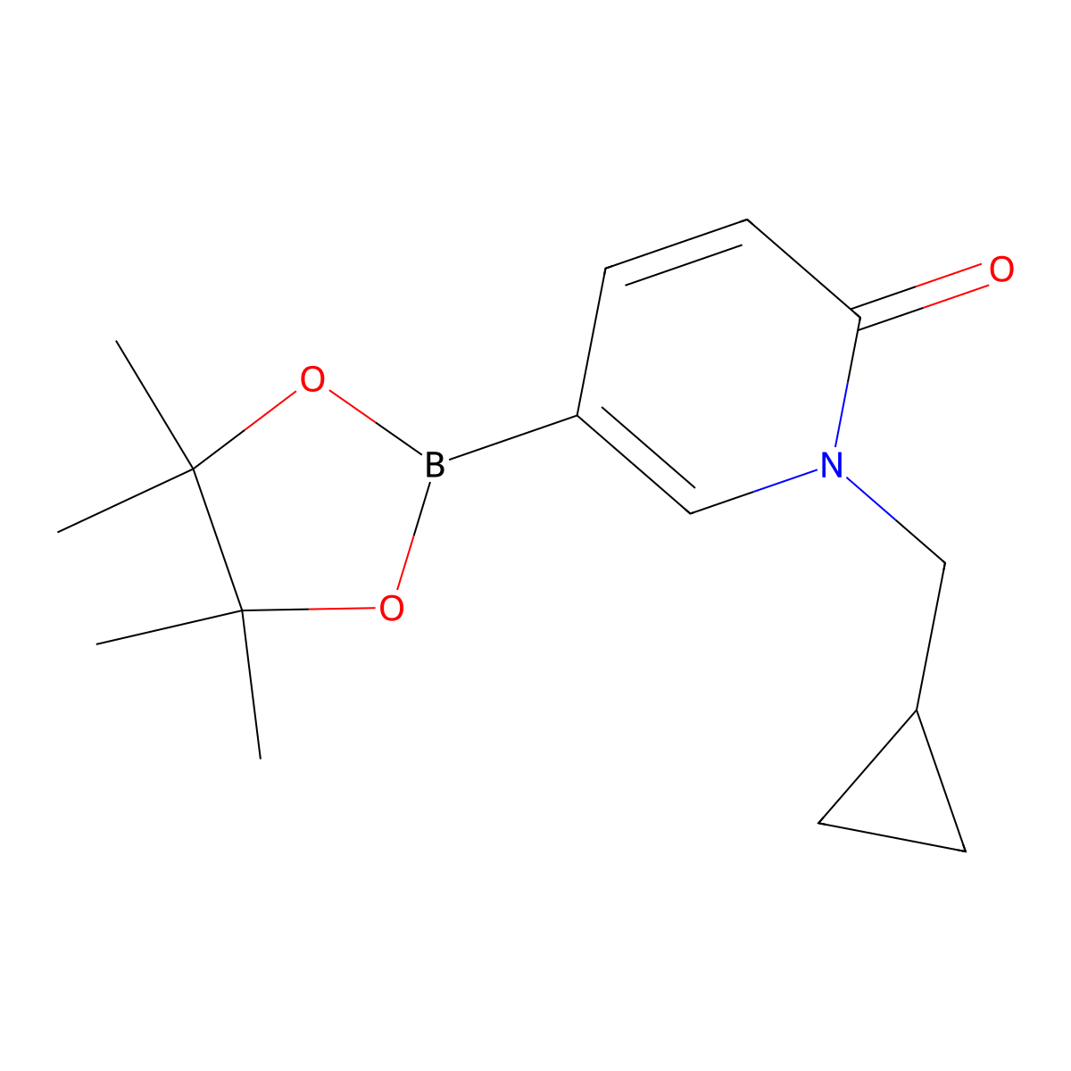 1-(Cyclopropylmethyl)-5-(tetramethyl-1,3,2-dioxaborolan-2-yl)-1,2-dihydro-pyridin-2-one molecular structure, CAS 1425045-02-8