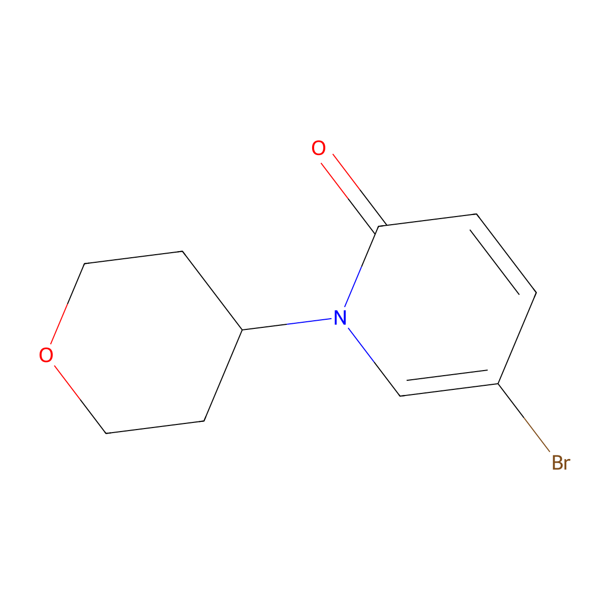 5-Bromo-1-(tetrahydro-2H-pyran-4-yl)pyridin-2(1H)-one molecular structure, CAS 1425045-05-1