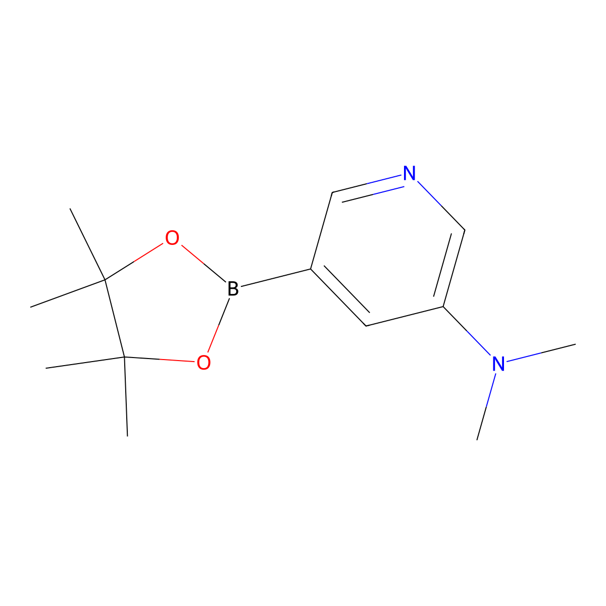 N,N-Dimethyl-5-(4,4,5,5-tetramethyl-1,3,2-dioxaborolan-2-YL)pyridin-3-amine molecular structure, CAS 1425045-81-3
