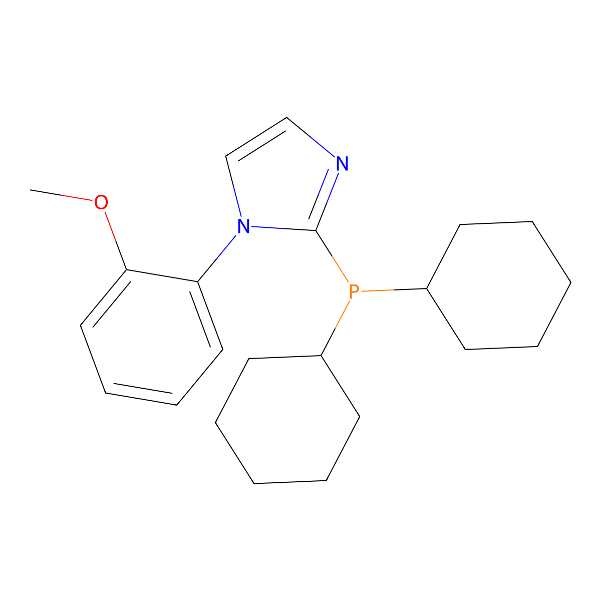 2-(Dicyclohexylphosphanyl)-1-(2-methoxyphenyl)-1H-imidazole molecular structure, CAS 1425052-90-9