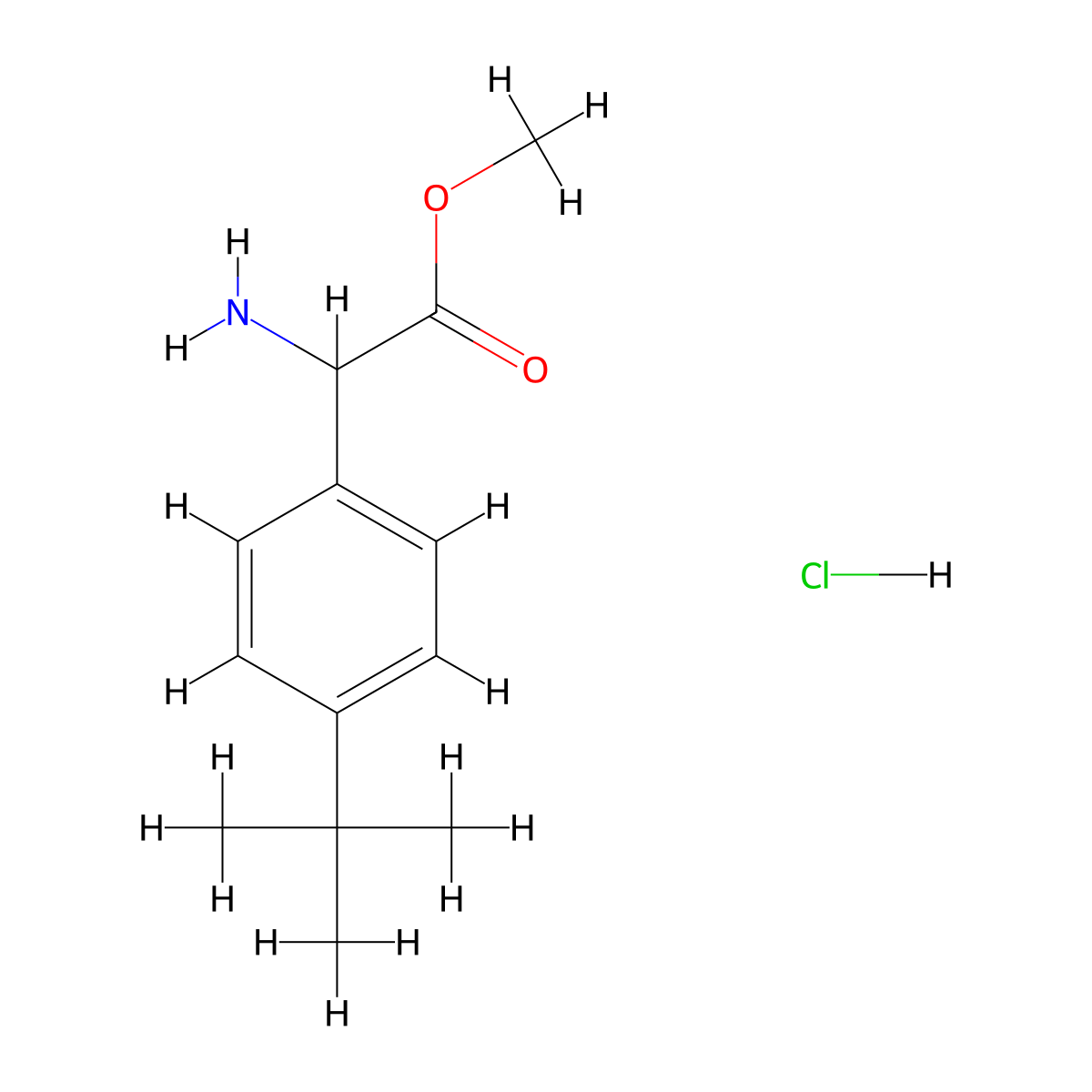 Methyl2-amino-2-(4-tert-butylphenyl)acetate hydrochloride molecular structure, CAS 142524-46-7