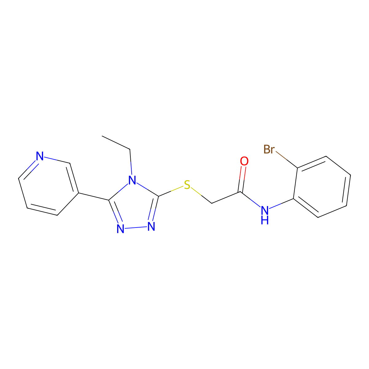 N-(2-BR-PH)-2-((4-Ethyl-5-(3-pyridinyl)-4H-1,2,4-triazol-3-YL)thio)acetamide molecular structure, CAS 142529-63-3