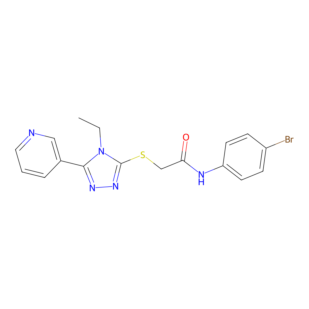N-(4-BR-PH)-2-((4-Ethyl-5-(3-pyridinyl)-4H-1,2,4-triazol-3-YL)thio)acetamide molecular structure, CAS 142529-64-4