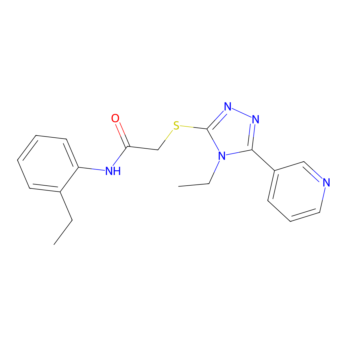 N-(2-Ethylphenyl)-2-((4-ET-5-(3-pyridinyl)-4H-1,2,4-triazol-3-YL)thio)acetamide molecular structure, CAS 142529-69-9