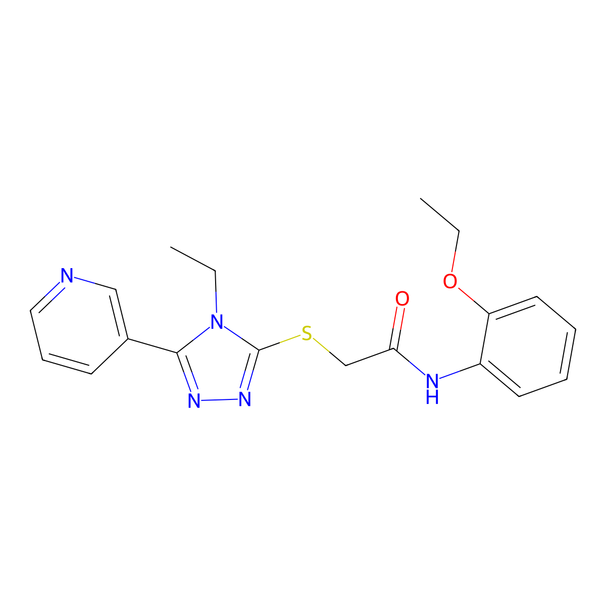 N-(2-Ethoxyphenyl)-2-((4-ET-5-(3-pyridinyl)-4H-1,2,4-triazol-3-YL)thio)acetamide molecular structure, CAS 142529-71-3