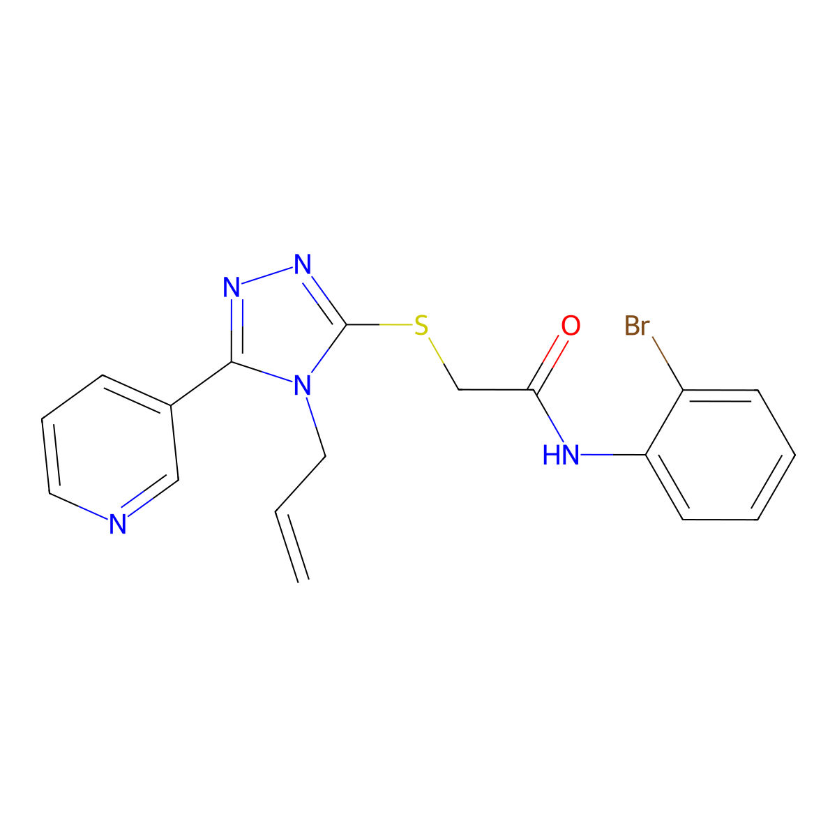 N-(2-bromophenyl)-2-{[4-(prop-2-en-1-yl)-5-(pyridin-3-yl)-4H-1,2,4-triazol-3-yl]sulfanyl}acetamide molecular structure, CAS 142529-72-4