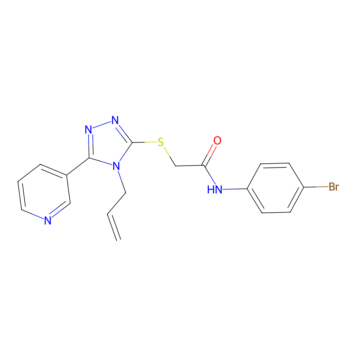 N-(4-bromophenyl)-2-{[4-(prop-2-en-1-yl)-5-(pyridin-3-yl)-4H-1,2,4-triazol-3-yl]sulfanyl}acetamide molecular structure, CAS 142529-73-5