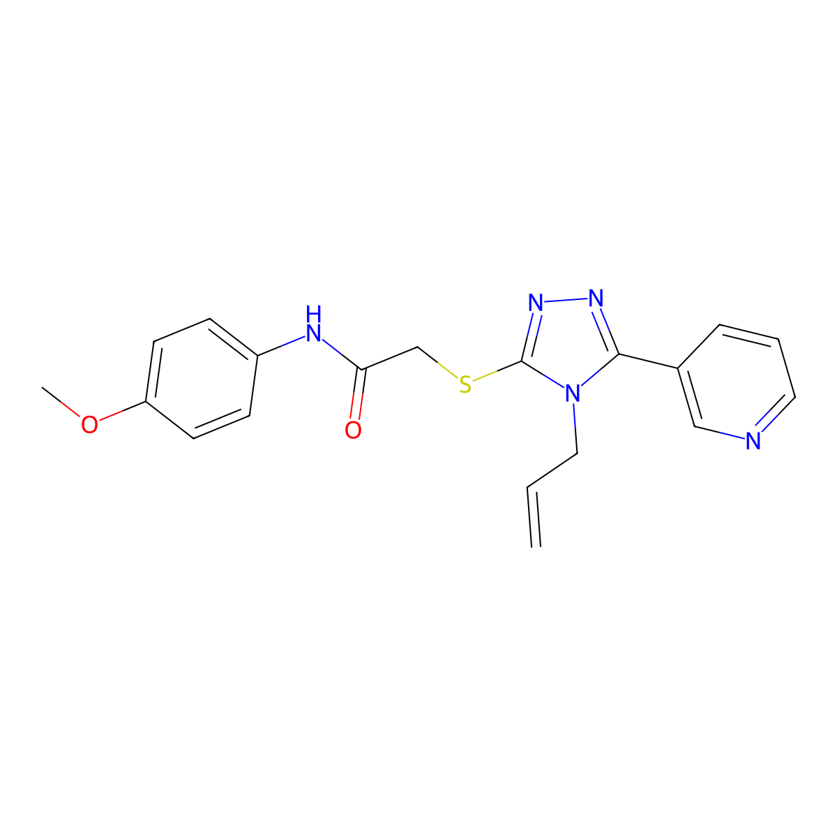 2-((4-Allyl-5-(3-pyridinyl)-4H-1,2,4-triazol-3-YL)thio)-N-(4-meo-PH)acetamide molecular structure, CAS 142529-77-9