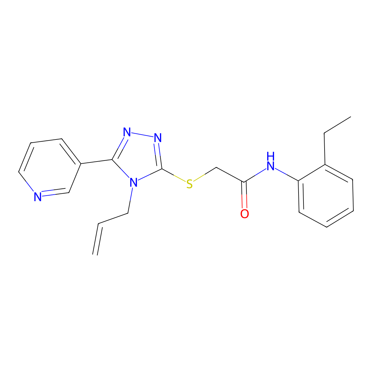 N-(2-ethylphenyl)-2-{[4-(prop-2-en-1-yl)-5-(pyridin-3-yl)-4H-1,2,4-triazol-3-yl]sulfanyl}acetamide molecular structure, CAS 142529-78-0