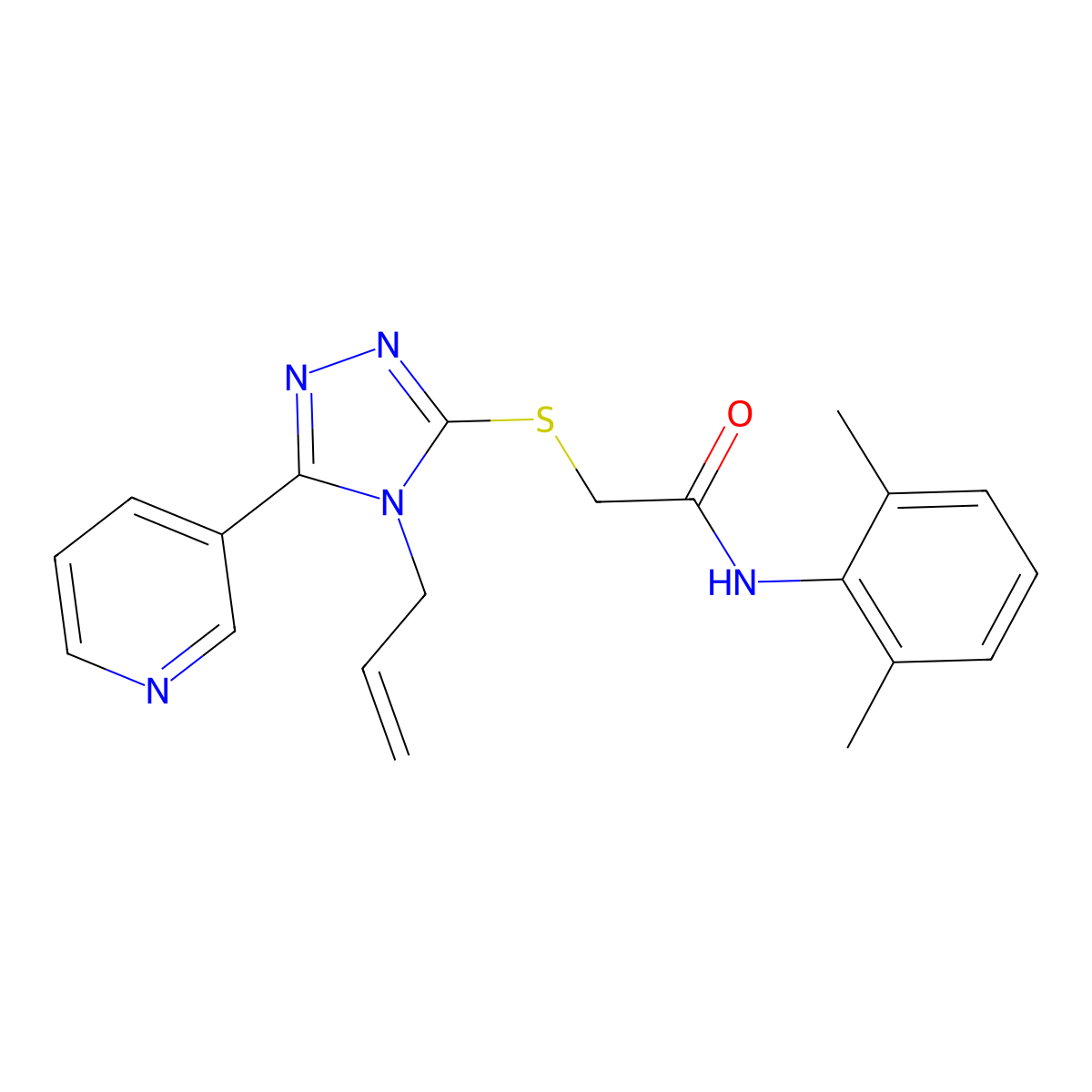 N-(2,6-dimethylphenyl)-2-{[4-(prop-2-en-1-yl)-5-(pyridin-3-yl)-4H-1,2,4-triazol-3-yl]sulfanyl}acetamide molecular structure, CAS 142529-79-1