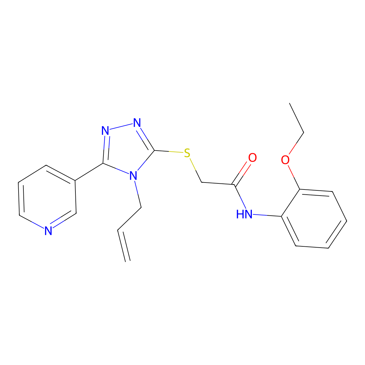 N-(2-ethoxyphenyl)-2-{[4-(prop-2-en-1-yl)-5-(pyridin-3-yl)-4H-1,2,4-triazol-3-yl]sulfanyl}acetamide molecular structure, CAS 142529-80-4