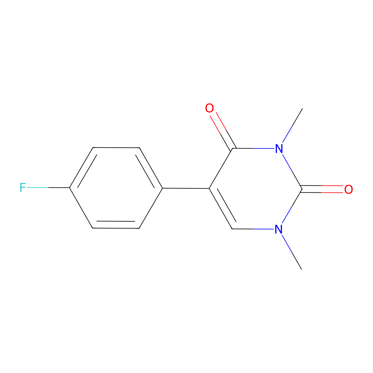 5-(4-Fluorophenyl)-1,3-dimethylpyrimidine-2,4(1H,3H)-dione molecular structure, CAS 142530-53-8