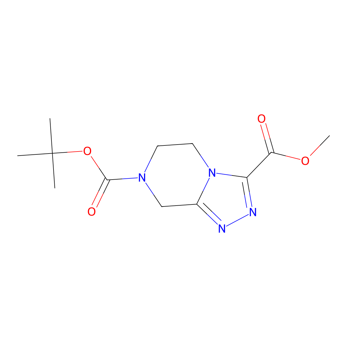 7-tert-butyl 3-methyl 5,6-dihydro-[1,2,4]triazolo[4,3-a]pyrazine-3,7(8H)-dicarboxylate molecular structure, CAS 1425334-80-0