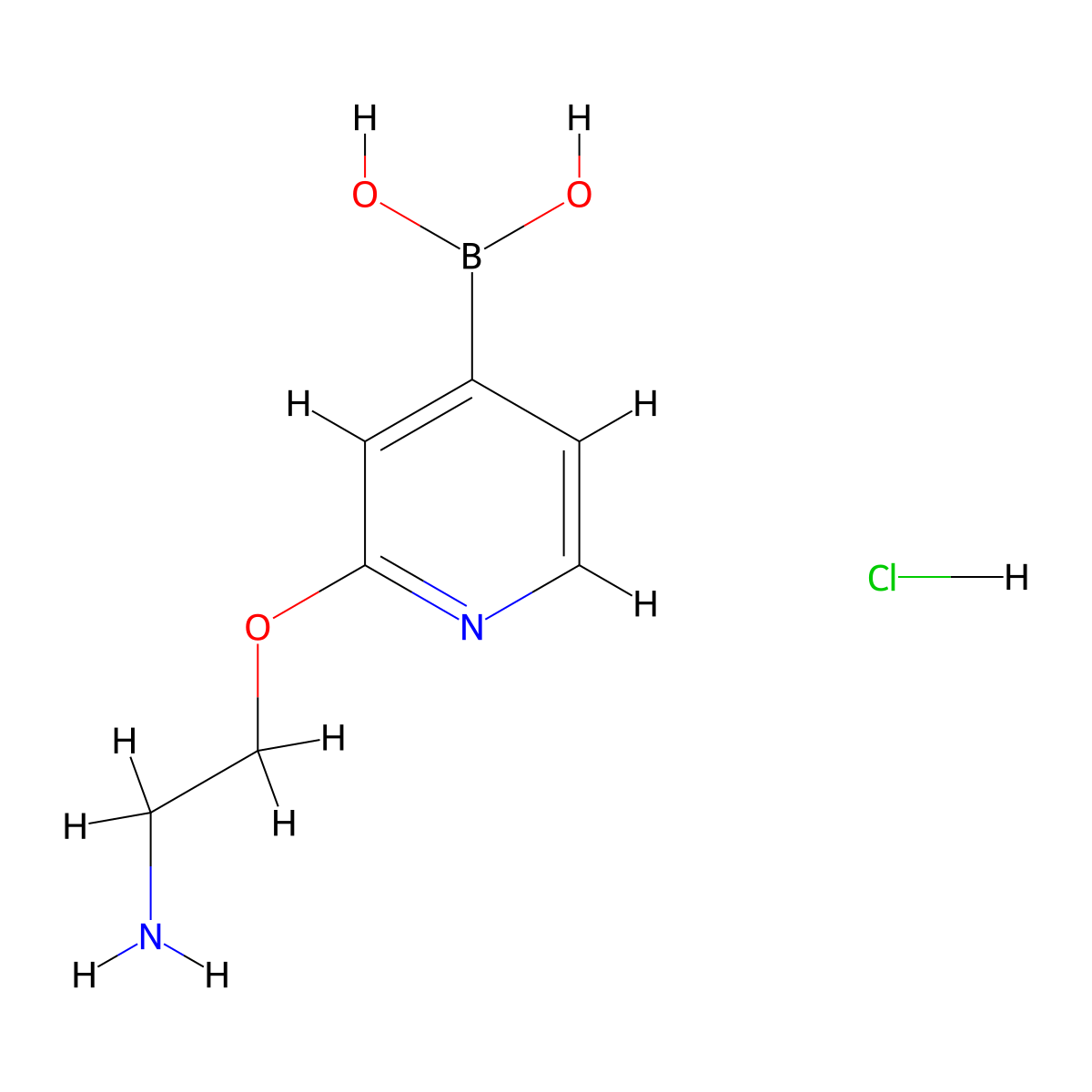 (2-(2-Aminoethoxy)pyridin-4-yl)boronic acid hydrochloride molecular structure, CAS 1425334-87-7