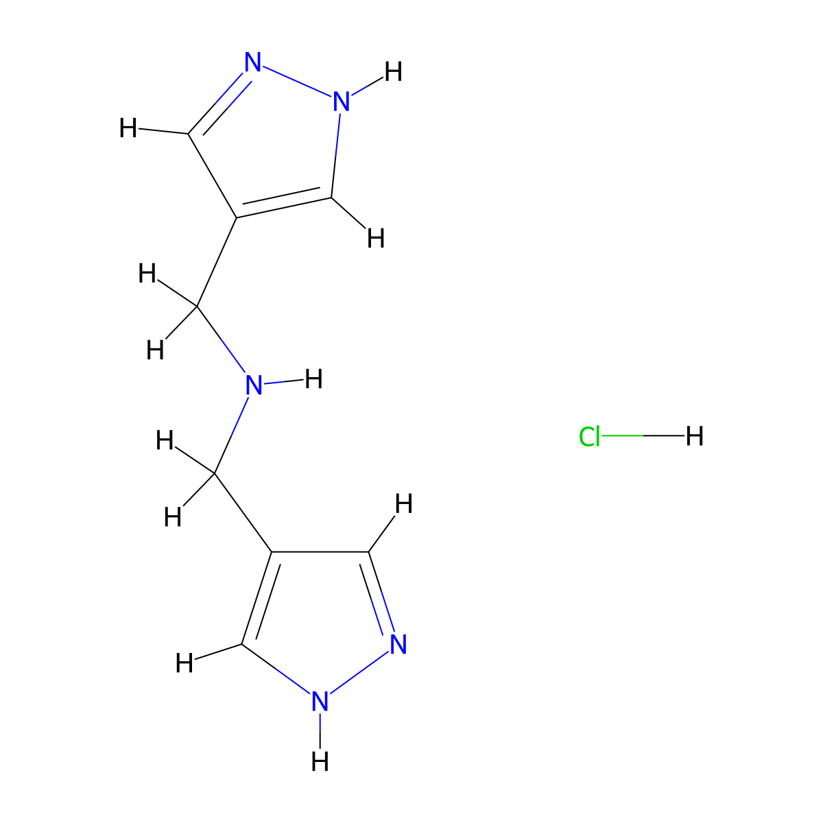 bis((1H-pyrazol-4-yl)methyl)amine hydrochloride molecular structure, CAS 1425334-88-8