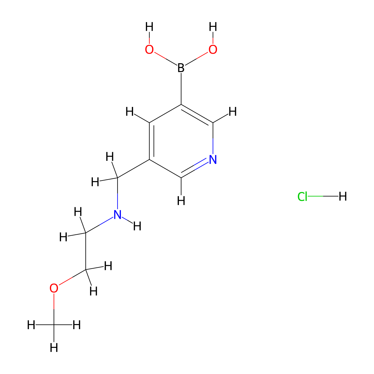 5-((2-Methoxyethylamino)methyl)pyridin-3-ylboronic acid hydrochloride molecular structure, CAS 1425335-05-2
