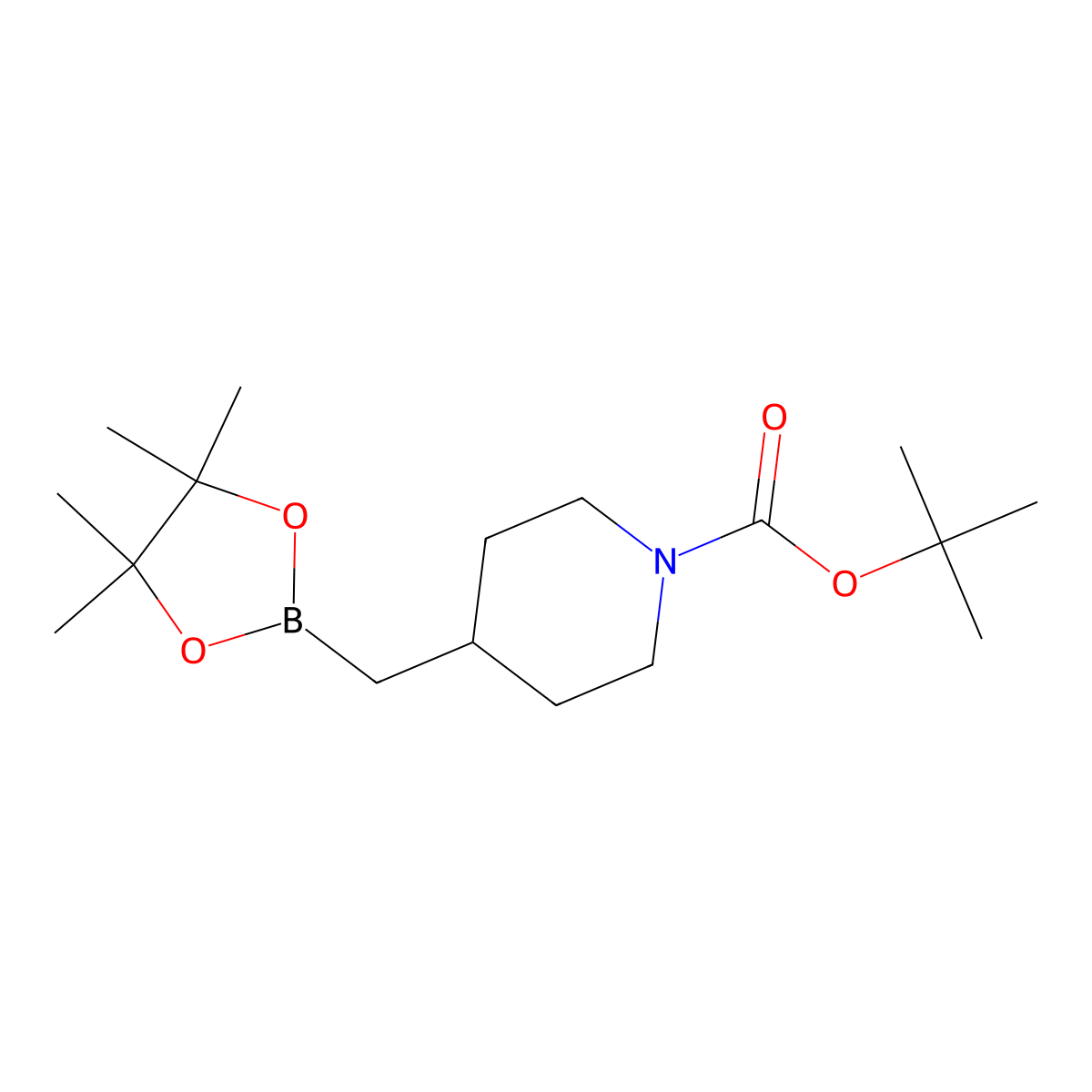 Tert-butyl 4-[(tetramethyl-1,3,2-dioxaborolan-2-yl)methyl]piperidine-1-carboxylate molecular structure, CAS 1425335-44-9