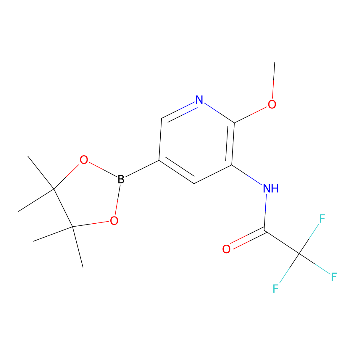 2,2,2-Trifluoro-n-(2-methoxy-5-(4,4,5,5-tetramethyl-1,3,2-dioxaborolan-2-yl)pyridin-3-yl)acetamide molecular structure, CAS 1425335-58-5