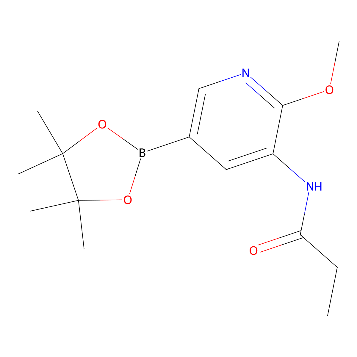 n-(2-Methoxy-5-(4,4,5,5-tetramethyl-1,3,2-dioxaborolan-2-yl)pyridin-3-yl)propionamide molecular structure, CAS 1425335-61-0