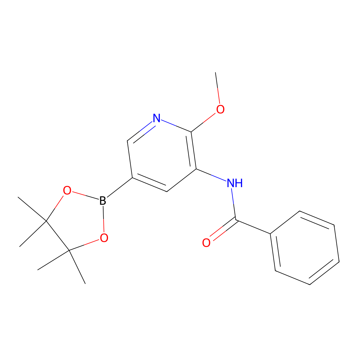 n-(2-Methoxy-5-(4,4,5,5-tetramethyl-1,3,2-dioxaborolan-2-yl)pyridin-3-yl)benzamide molecular structure, CAS 1425335-63-2