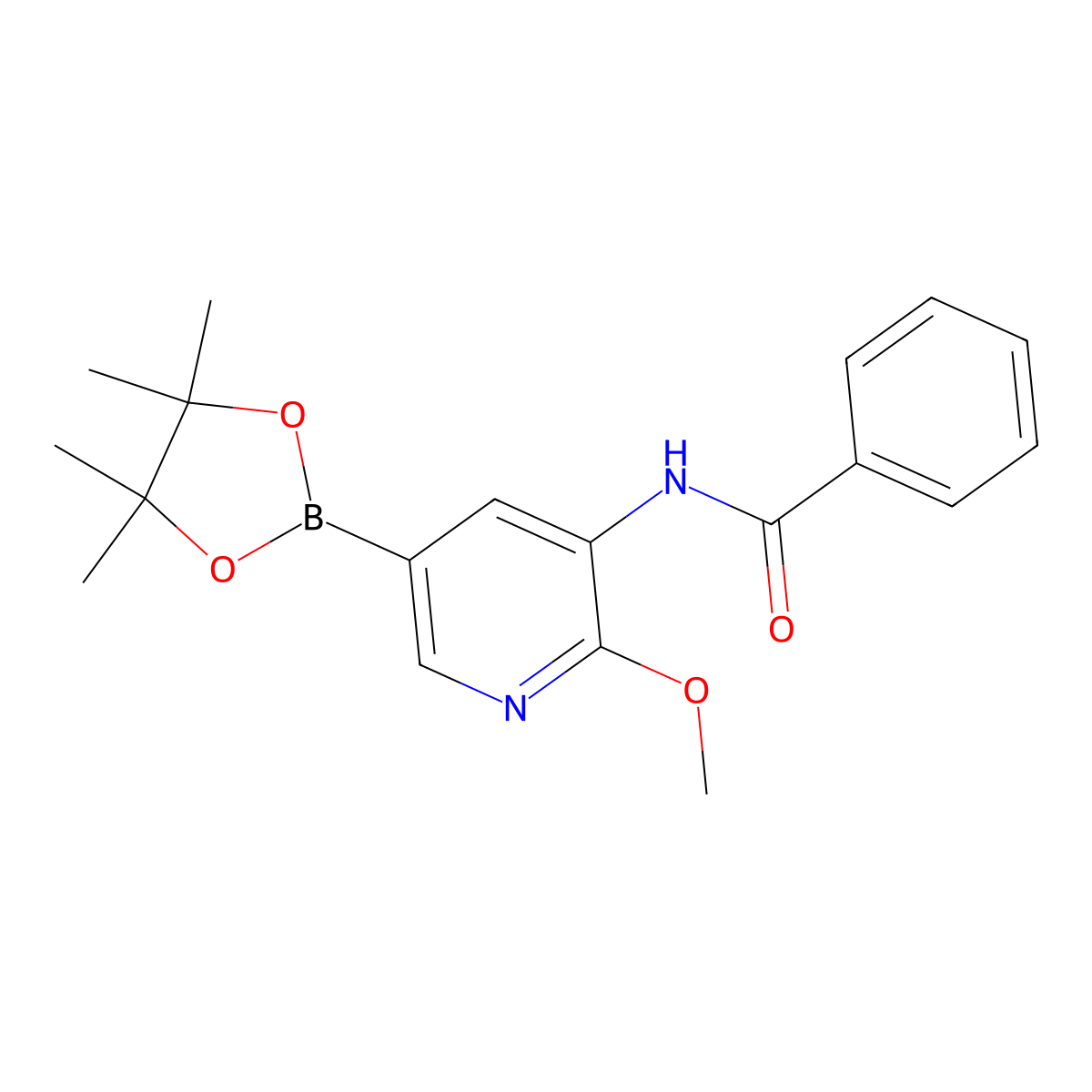 n-(2-Methoxy-5-(4,4,5,5-tetramethyl-1,3,2-dioxaborolan-2-yl)pyridin-3-yl)benzamide molecular structure, CAS 1425335-63-2