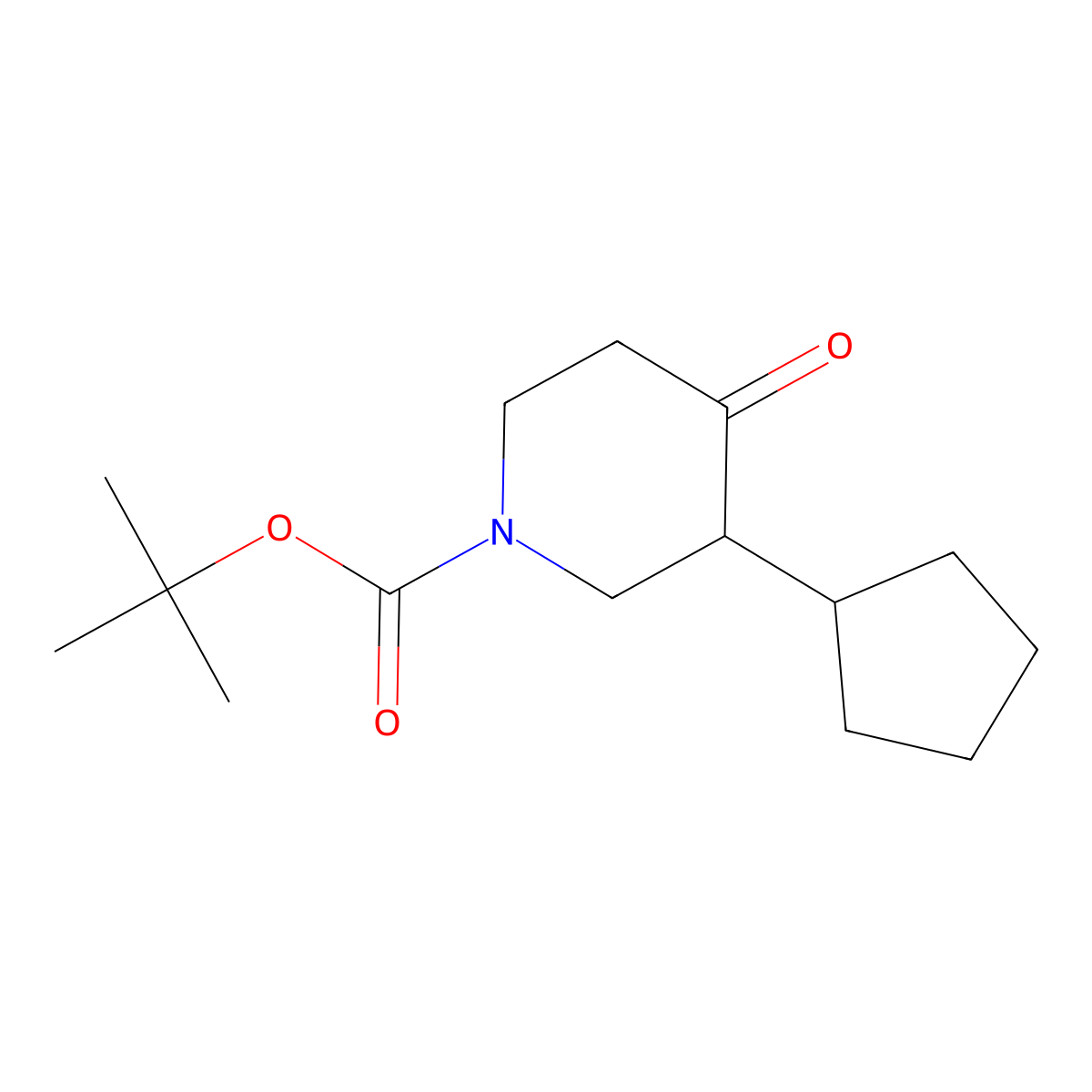 Tert-butyl 3-cyclopentyl-4-oxopiperidine-1-carboxylate molecular structure, CAS 1425336-40-8
