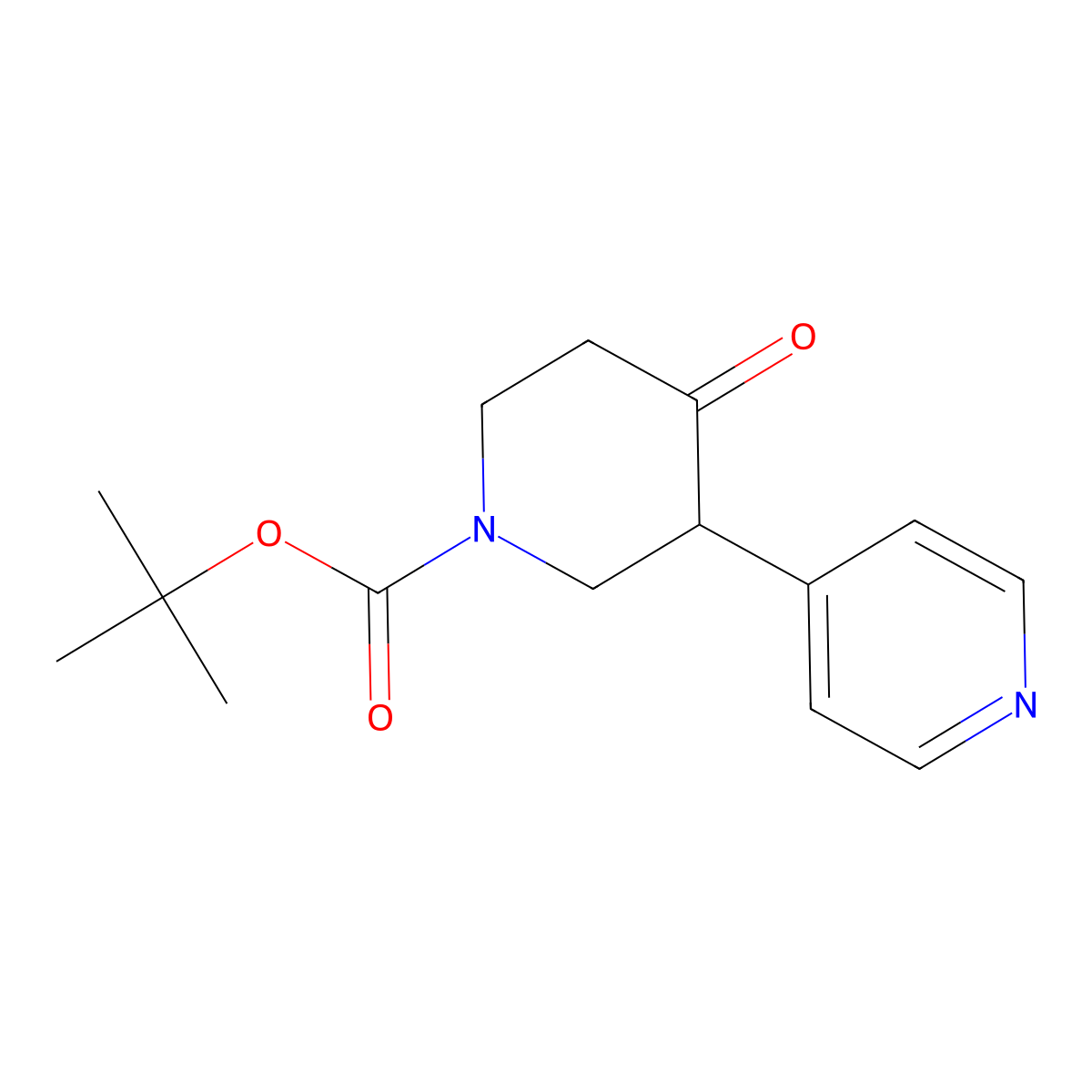 Tert-butyl 4-oxo-3-(pyridin-4-YL)piperidine-1-carboxylate molecular structure, CAS 1425336-60-2