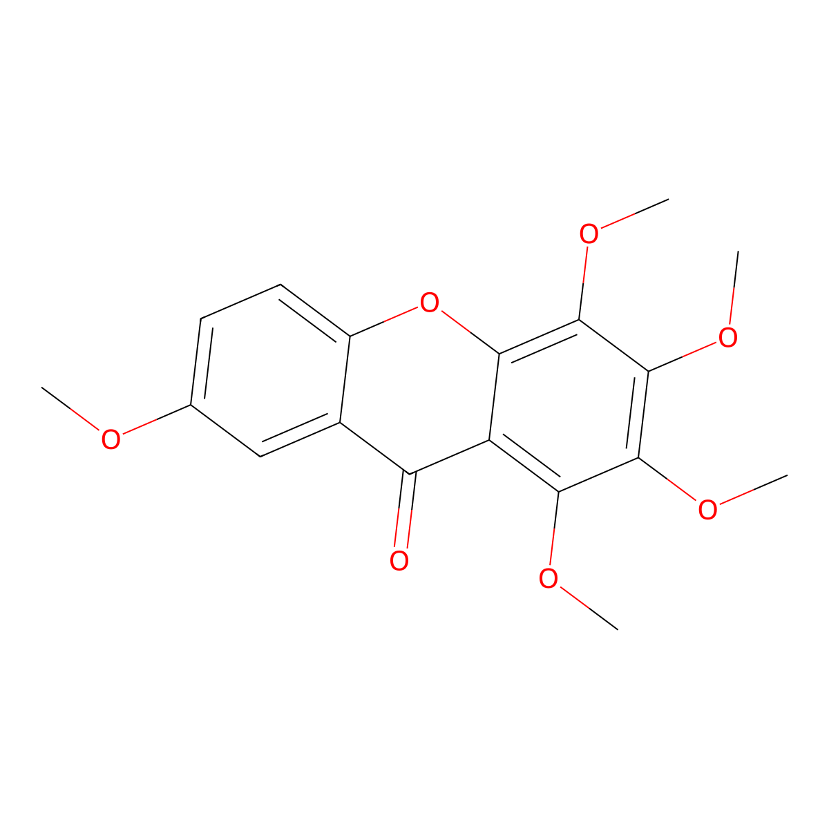 1,2,3,4,7-Pentamethoxy-9H-xanthen-9-one molecular structure, CAS 14254-96-7