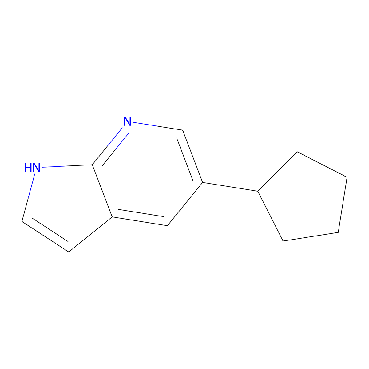 5-cyclopentyl-1H-pyrrolo[2,3-b]pyridine molecular structure, CAS 1425411-45-5