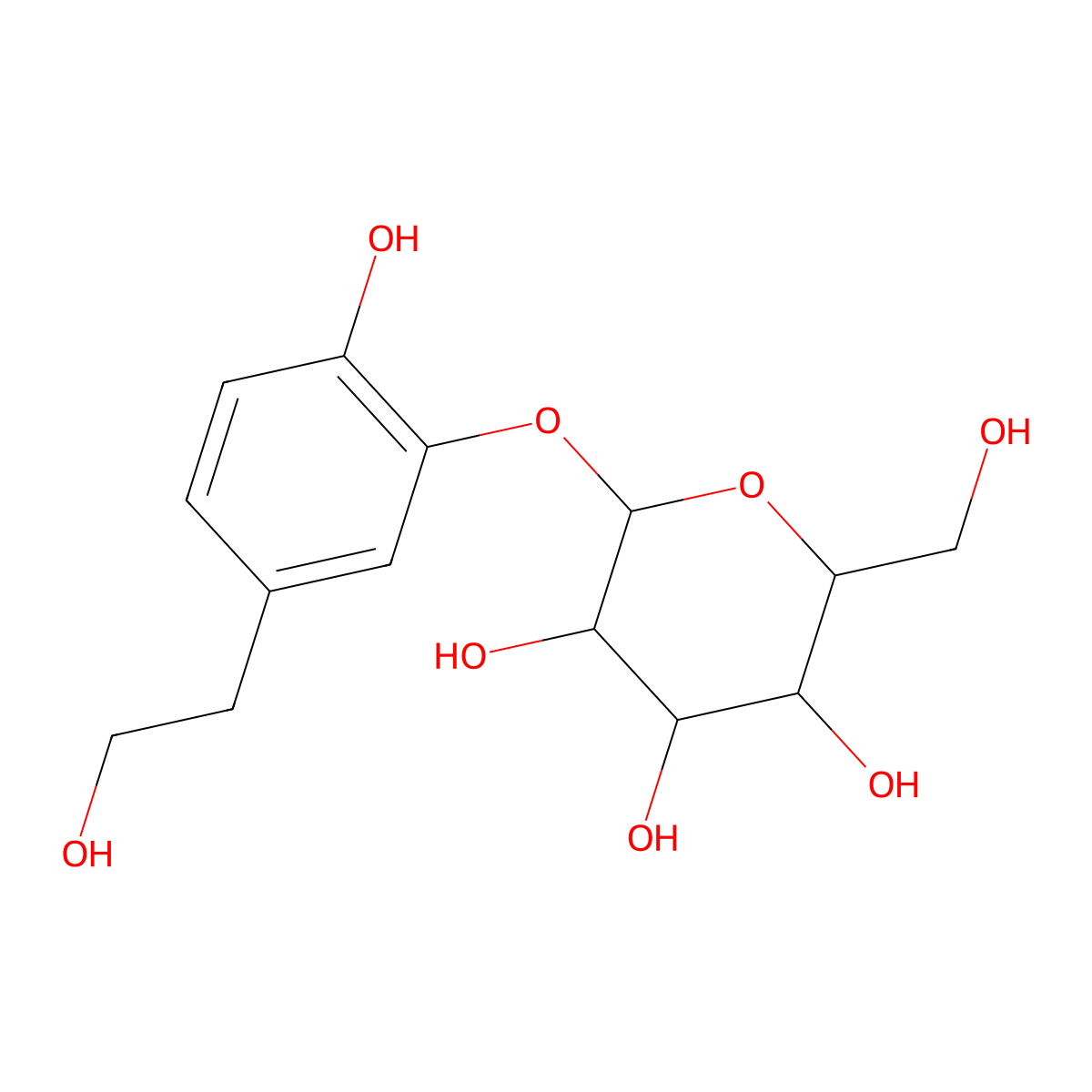 3-Hydroxytyrosol 3-O-glucoside molecular structure, CAS 142542-89-0