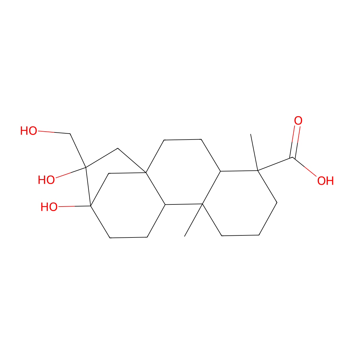 ent-13,16beta,17-Trihydroxykauran-19-oic acid molecular structure, CAS 142543-30-4