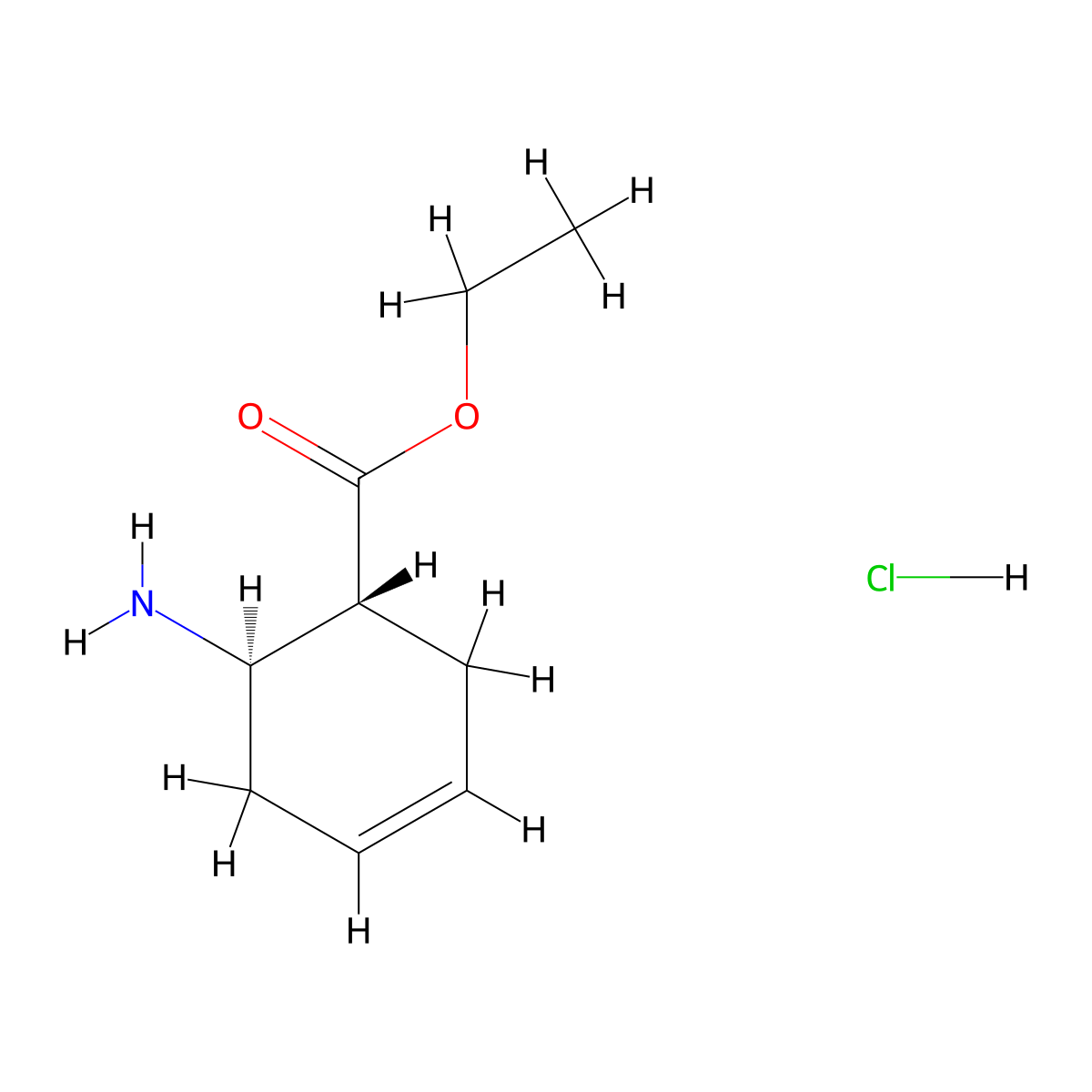 Ethyl trans-2-amino-4-cyclohexene-1-carboxylate hydrochloride molecular structure, CAS 142547-16-8