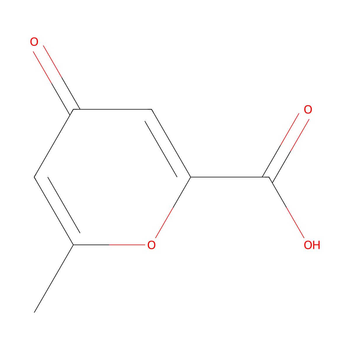 6-Methyl-4-oxo-4H-pyran-2-carboxylic acid molecular structure, CAS 14255-39-1