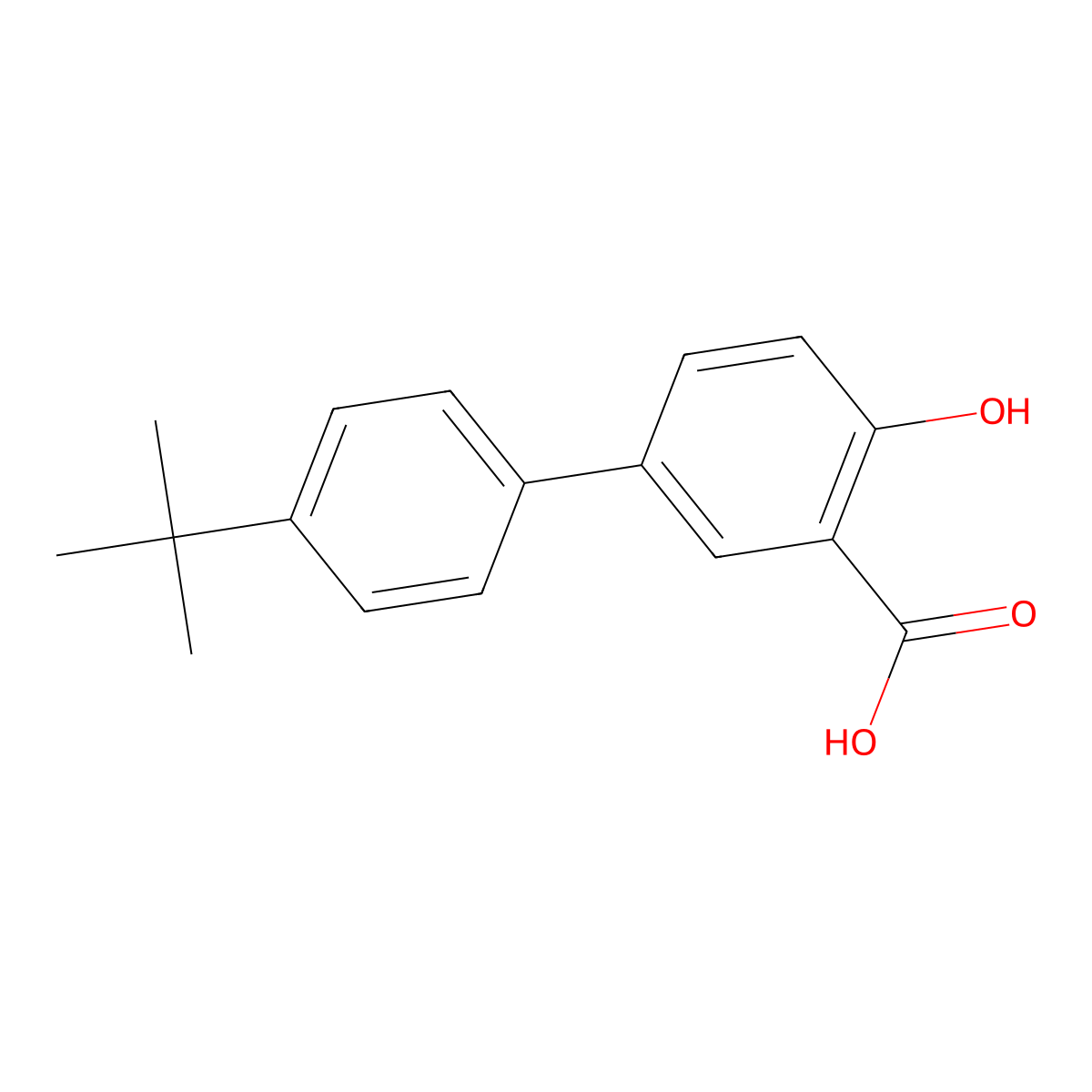 (1,1'-Biphenyl)-3-carboxylic acid, 4'-(1,1-dimethylethyl)-4-hydroxy- molecular structure, CAS 142556-92-1