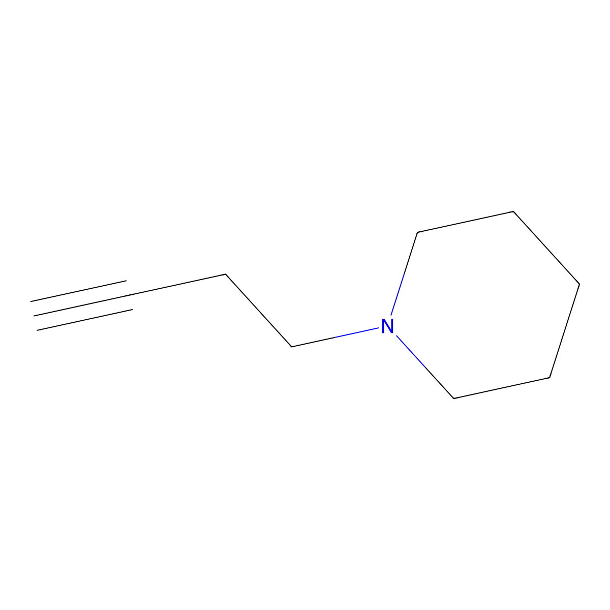 1-(But-3-yn-1-yl)piperidine molecular structure, CAS 14256-74-7