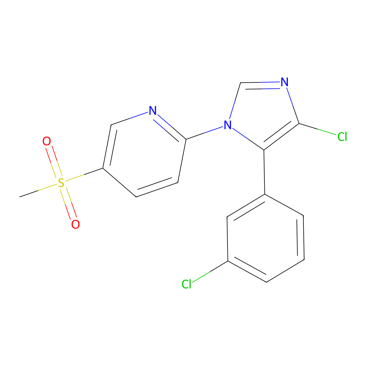 2-(4-chloro-5-(3-chlorophenyl)-1H-imidazol-1-yl)-5-(methylsulfonyl)pyridine molecular structure, CAS 1425635-95-5