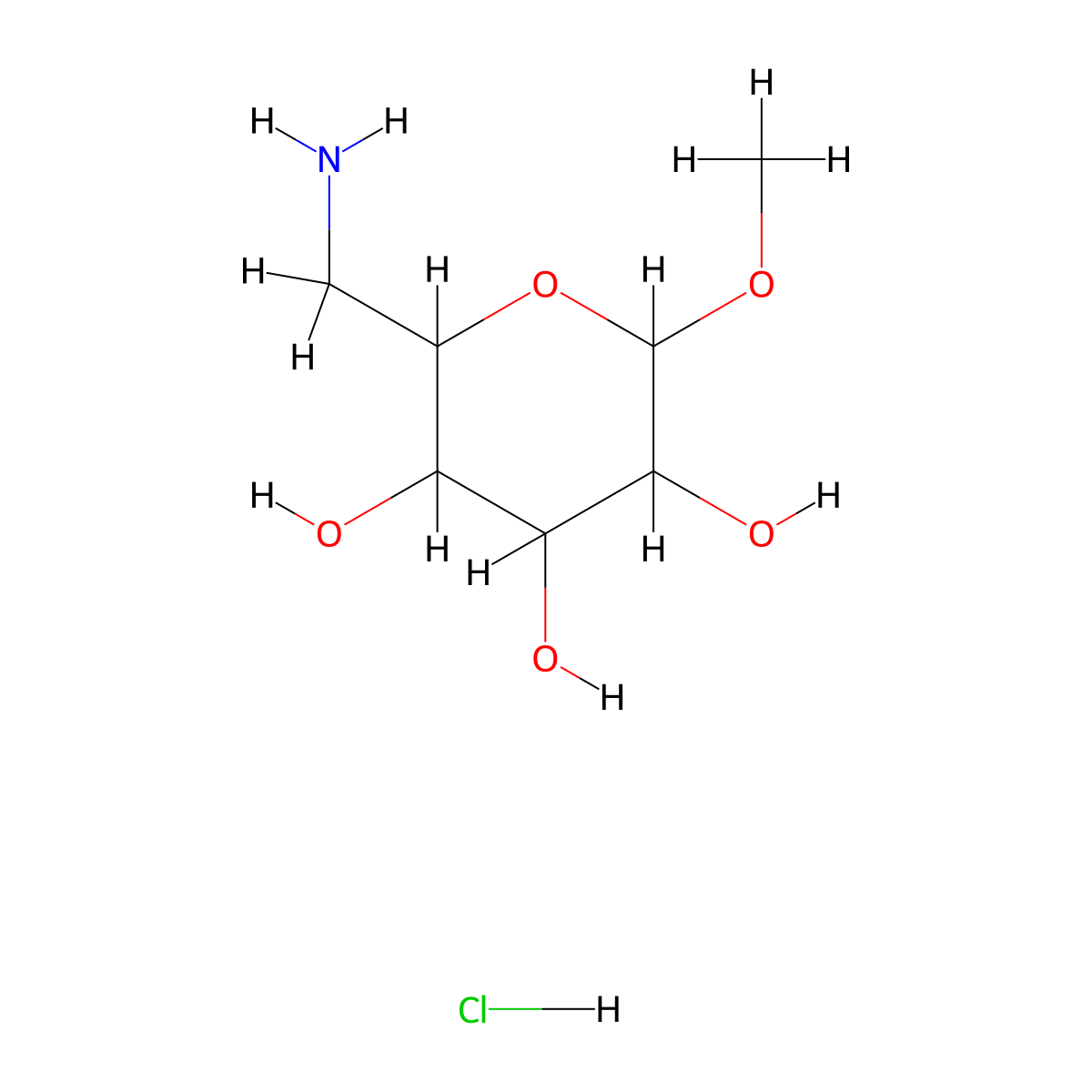 Methyl 6-amino-deoxy-galactoyranoside hydrochloride molecular structure, CAS 14257-74-0