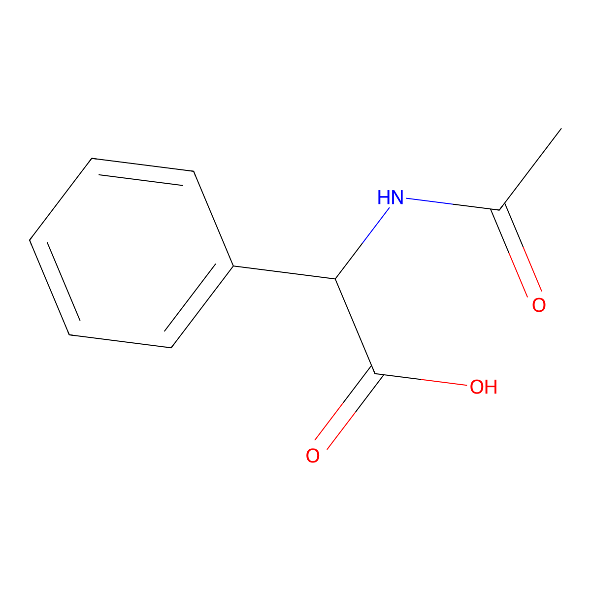 (R)-2-Acetamido-2-phenylacetic acid molecular structure, CAS 14257-84-2
