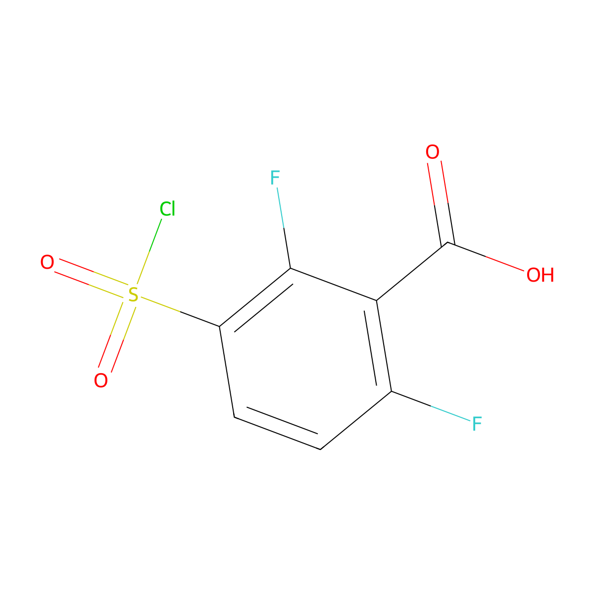 3-(Chlorosulfonyl)-2,6-difluorobenzoic acid molecular structure, CAS 142576-91-8