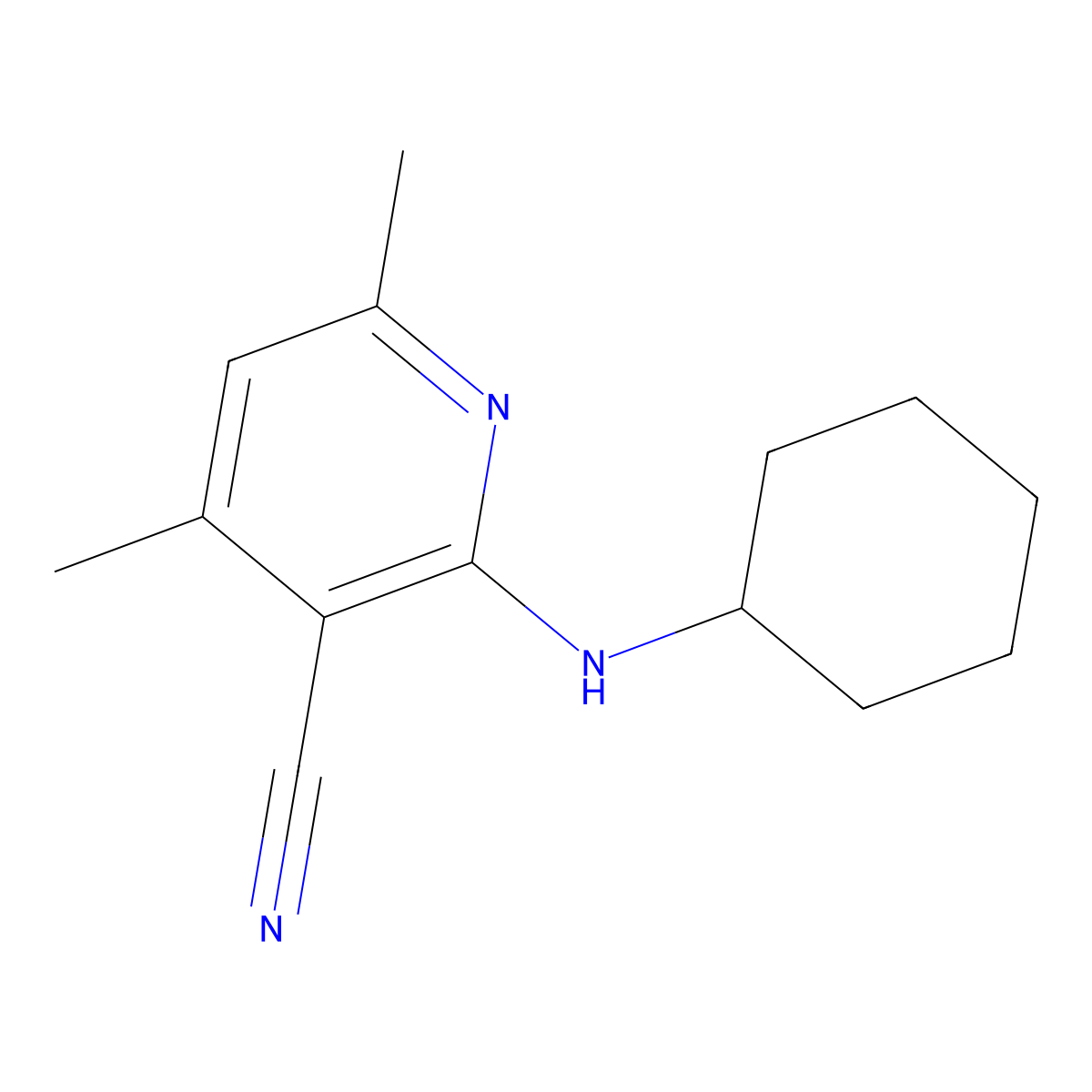 2-(Cyclohexylamino)-4,6-dimethylnicotinonitrile molecular structure, CAS 142591-25-1