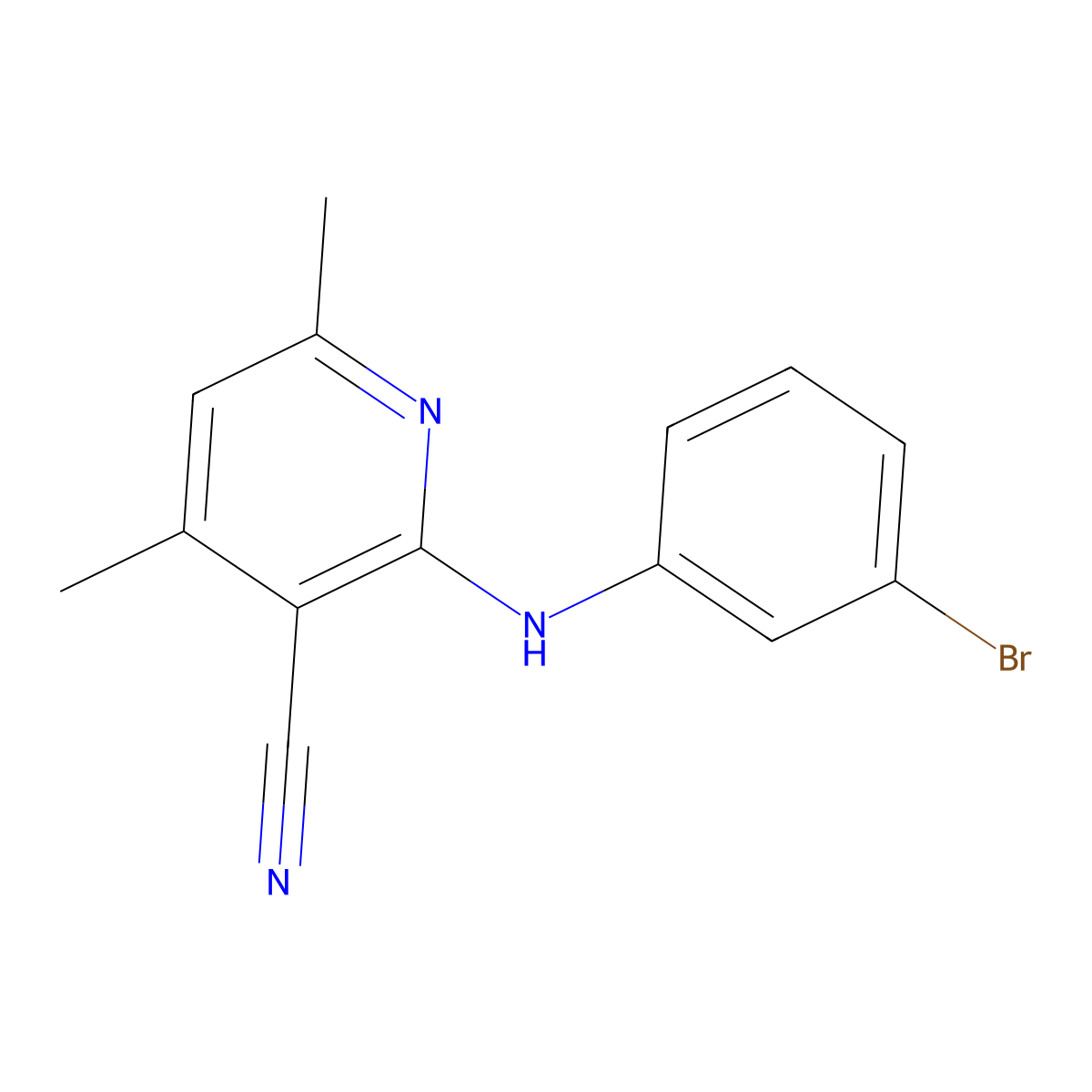 2-(3-Bromo-phenylamino)-4,6-dimethyl-nicotinonitrile molecular structure, CAS 142591-27-3