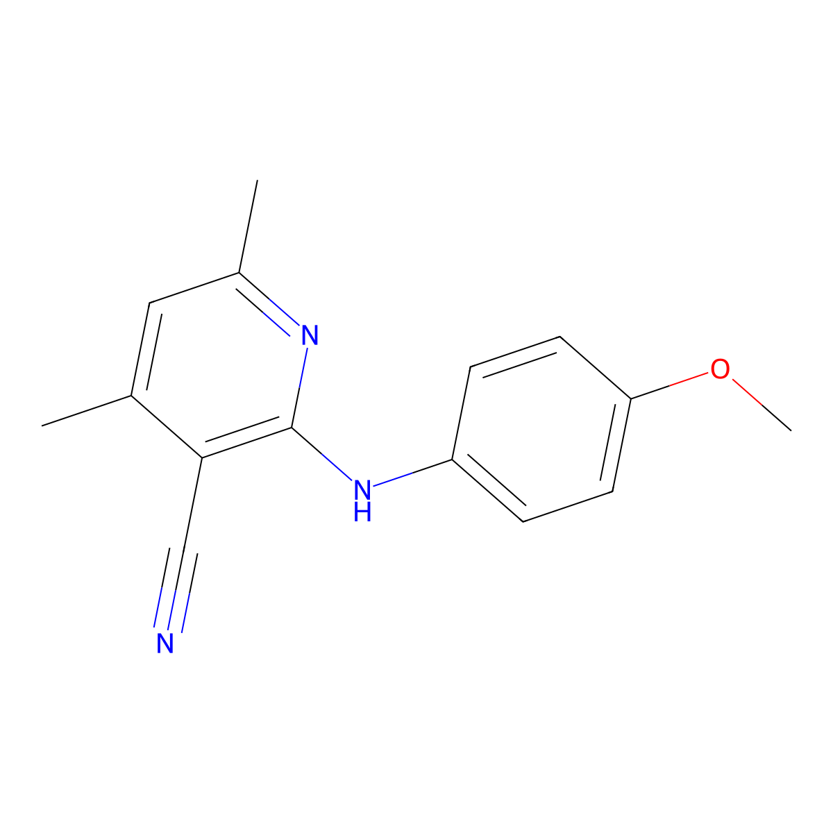 2-(4-Methoxyanilino)-4,6-dimethylpyridine-3-carbonitrile molecular structure, CAS 142591-28-4
