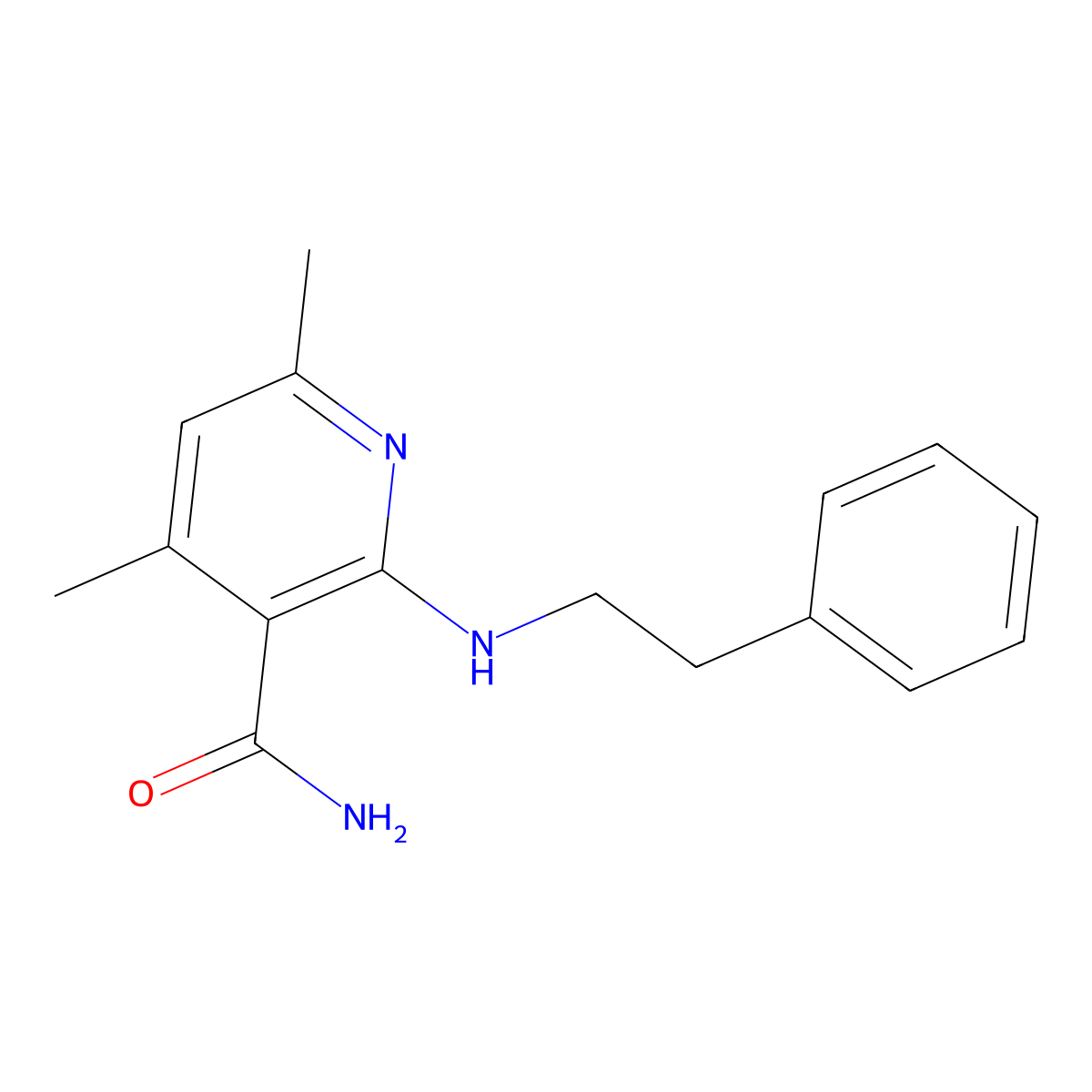 4,6-Dimethyl-2-[(2-phenylethyl)amino]nicotinamide molecular structure, CAS 142591-35-3
