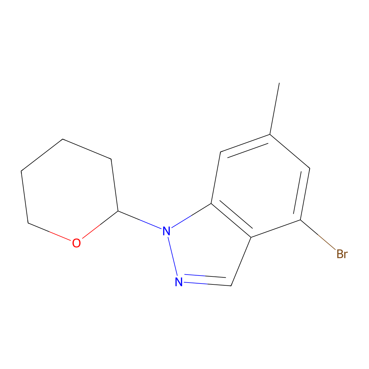 4-bromo-6-methyl-1-(tetrahydro-2H-pyran-2-yl)-1H-indazole molecular structure, CAS 1425932-44-0
