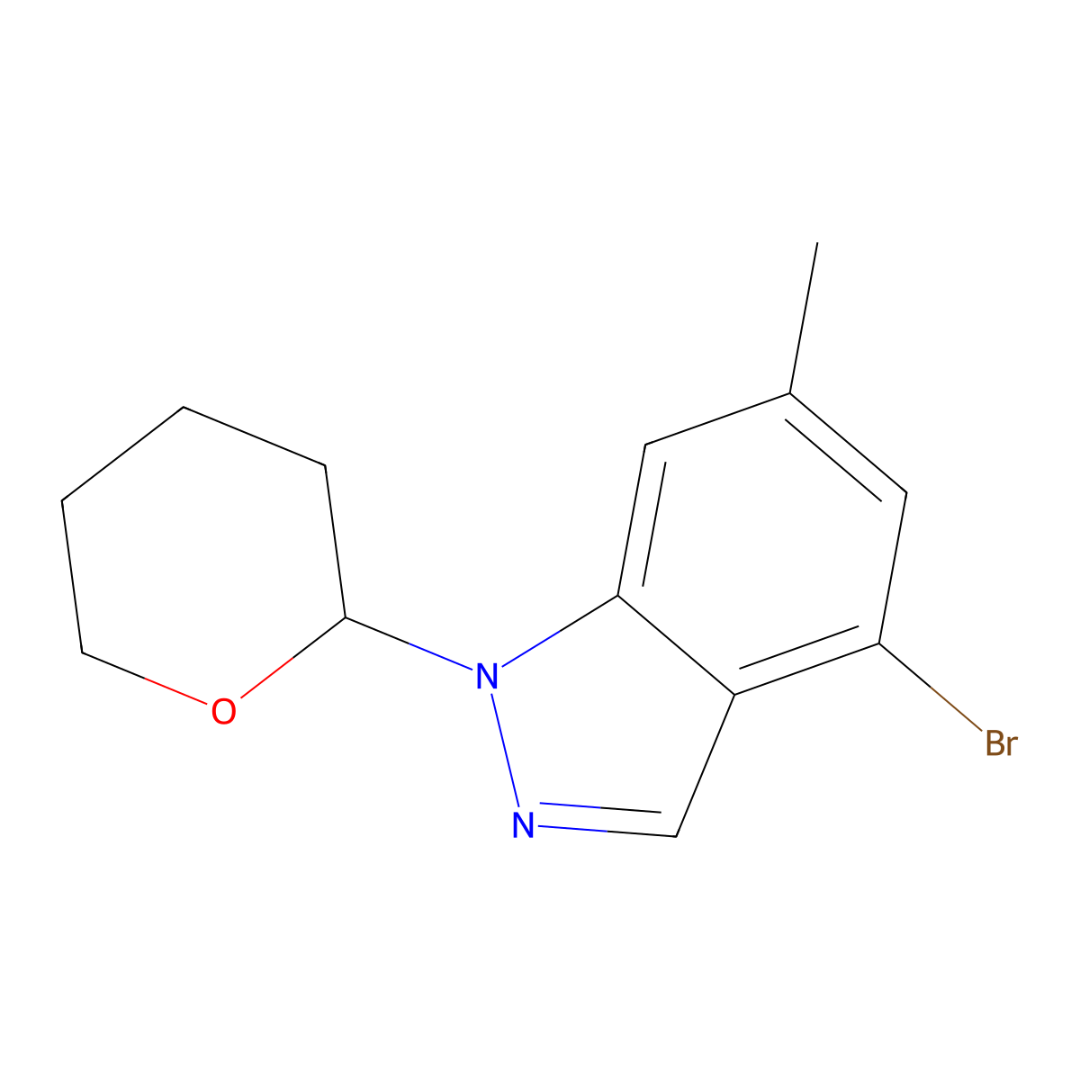 4-bromo-6-methyl-1-(tetrahydro-2H-pyran-2-yl)-1H-indazole molecular structure, CAS 1425932-44-0