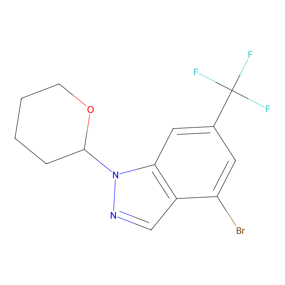 4-Bromo-1-tetrahydropyran-2-YL-6-(trifluoromethyl)indazole molecular structure, CAS 1425932-71-3